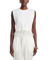 Cinq À Sept - Cropped Sleeveless Feather Tee - Lyst
