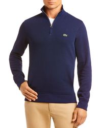 lacoste half zip ribbed sweatshirt