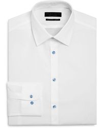 Bloomingdale's The Store At Bloomingdale's Solid Stretch Regular Fit Dress Shirt - White