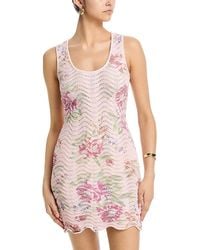 Aqua - Floral Sweater Knit Tank Mini Dress - Lyst