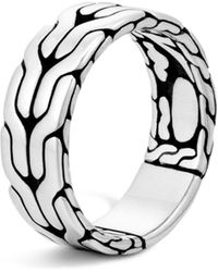 John Hardy Men's Silver Woven Chain Ring, Size 10 - Metallic