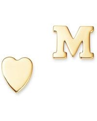 Zoe Lev - 14K Heart & Initial Stud Earrings - Lyst