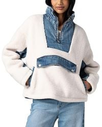 Blank NYC - Denim Sherpa Mixed Media Pullover Jacket - Lyst