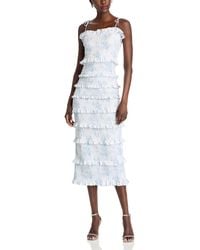 V. Chapman - Lily Smocked Floral Print Ruffle Trim Midi Dress - Lyst