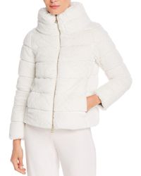 Herno Faux Fur Short Cape Down Coat - White
