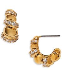 Nadri - Pisa Puffy Pave C Hoop Earrings, 0.6L - Lyst
