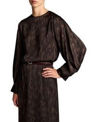 Vince - Printed Raglan Sleeve Tie Neck Top - Lyst