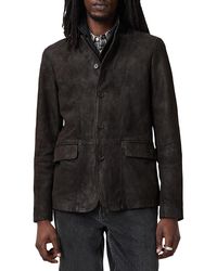 AllSaints - Survey Layered Leather Blazer - Lyst
