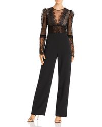 Bronx and Banco Lolita Lace Illusion Long-sleeve Jumpsuit - Black