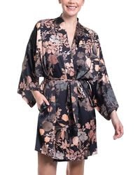 MIDNIGHT BAKERY - Stretch Satin Short Wrap Robe - Lyst
