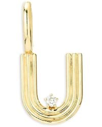 Adina Reyter - 9K Diamond Groovy Initial Charm Pendant - Lyst