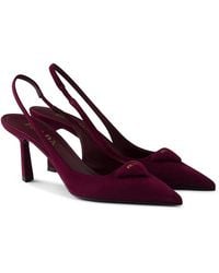 Prada - Suede Slingback Pumps - Lyst