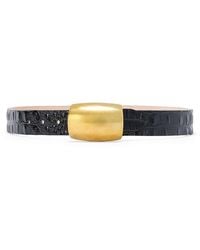 L'Agence - Milou Domed Croc Embossed Leather Belt - Lyst