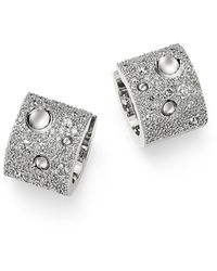 Roberto Coin - 18K Pois Moi Luna Pave Diamond Hoop Earrings - Lyst