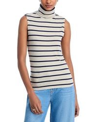 L'Agence - Ceci Stripe Sleeveless Turtleneck Top - Lyst