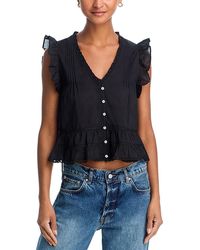 Aqua - Ruffle Button Front Crop Top - Lyst