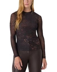 Whistles - Spotted Animal Mesh Top - Lyst