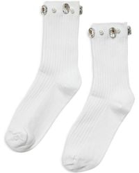 Stems - Crystal Ribbed Crew Socks - Lyst