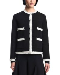 Emporio Armani - Ottoman Stitch Knit Jacket With Fringe Hems - Lyst
