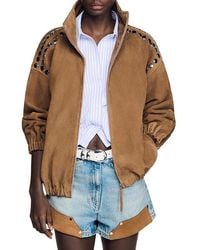 Sandro - Studded Suede Jacket - Lyst