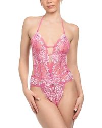 In Bloom - Plunging Stretch Lace Teddy - Lyst