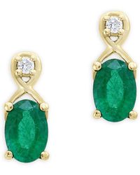 Bloomingdale's Emerald And Diamond Drop Earrings In 14k Yellow Gold - Green
