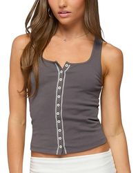 Edikted - Contrast Button Up Ribbed Tank Top - Lyst