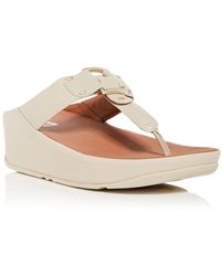 Fitflop Flitta Stud & Buckle Wedge Thong Sandals - White
