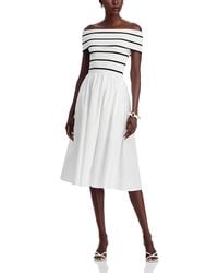 MILLY - Off-The-Shoulder Midi Dress - Lyst