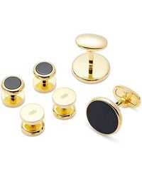 Link Up - Tone Round Obsidian Stud & Cufflink Set - Lyst