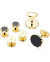 Link Up - Tone Round Obsidian Stud & Cufflink Set - Lyst