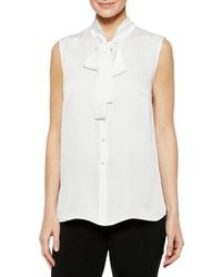 Misook - Tie Neck Sleeveless Top - Lyst