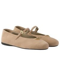 Prada - Suede Ballerinas - Lyst