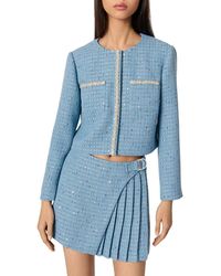 Maje - Short Sequin Embellished Tweed Jacket - Lyst