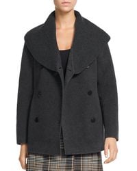 Theory Shawl Collar Wool & Cashmere Peacoat - Grey