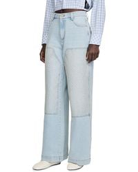 Sandro - Landon High Rise Straight Leg Crystal Patch Jeans - Lyst