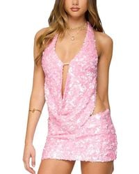 Edikted - Lita Sequin Backless Cowl Neck Top - Lyst