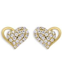 Aqua - 18K Over Sterling Pave Cubic Zirconia Heart Stud Earrings - Lyst