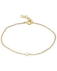 Zoe Lev - 14K Tiny Peace Sign Chain Link Bracelet - Lyst