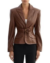 Lamarque - Leather Belted Blazer - Lyst