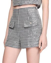 Sandro - Sequin Houndstooth Tweed Shorts - Lyst