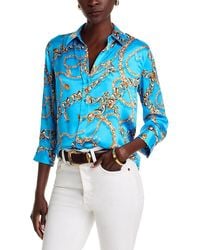 L'Agence - Dani Silk Printed 3/4 Sleeve Blouse - Lyst