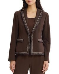Ming Wang - Petite Stretch Deco Crepe Knit Trim Jacket - Lyst
