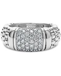Lagos - Sterling Pave Diamond Caviar Ring - Lyst