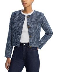 Aqua - Collarless Tweed Blazer - Lyst