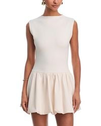 Aqua - Ponte Mock Neck Bubble Mini Dress - Lyst