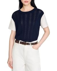 Sandro - Layered Effect Pointelle Knit Sweater - Lyst