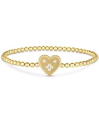 Roberto Coin - 18K Diamond Venetian Princess Small Heart Beaded Stretch Bracelet - Lyst