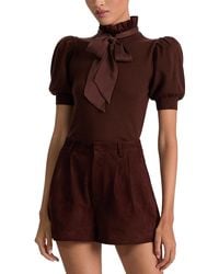 Alice + Olivia - Chase Puff Sleeve Ruffle Neck Sweater - Lyst