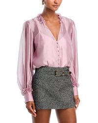 Aqua - Flower Trim Blouse - Lyst